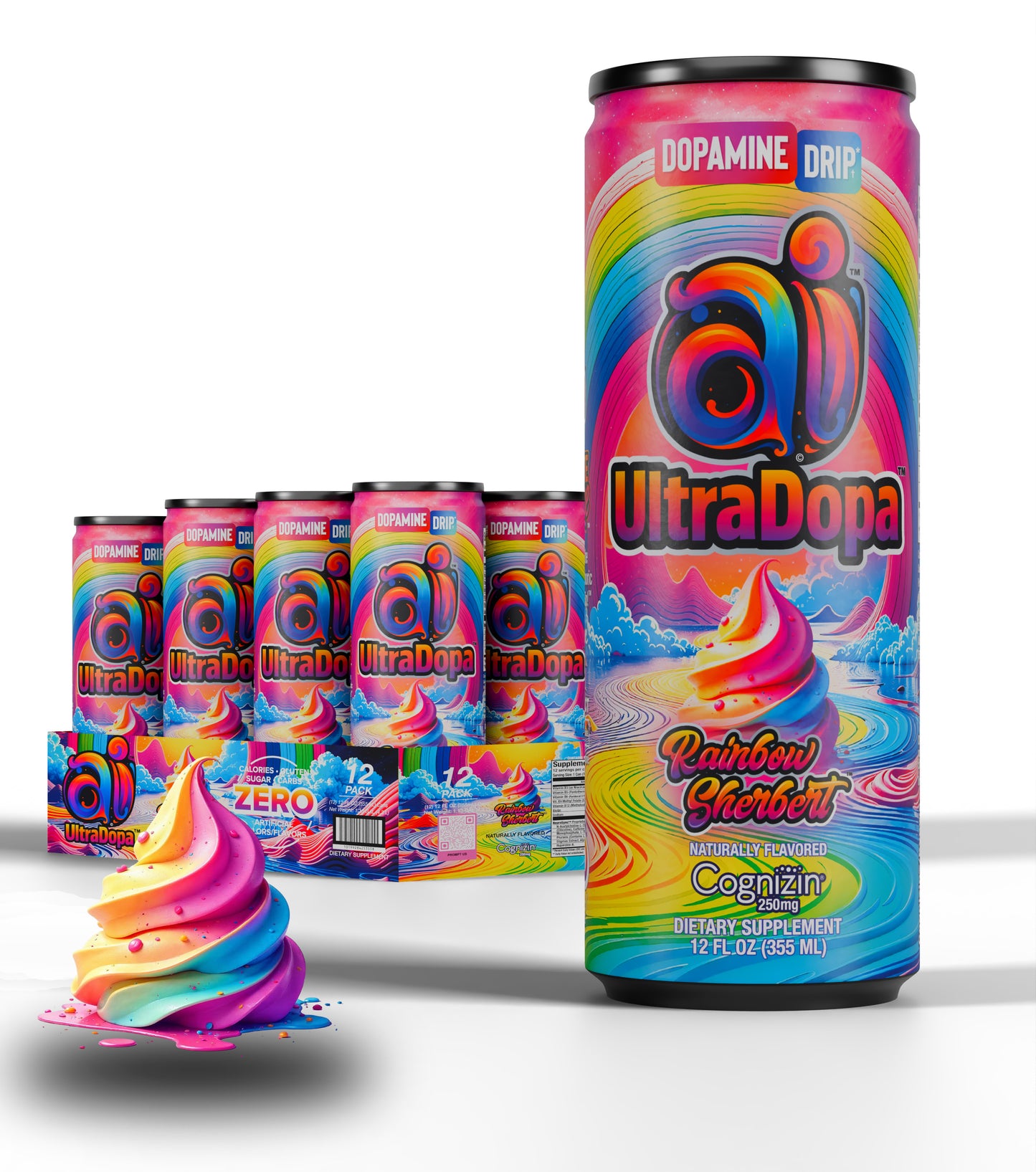Ai UltraDopa™ Rainbow Sherbert | Sugar-Free Rainbow Sherbet Nootropic Energy Drink