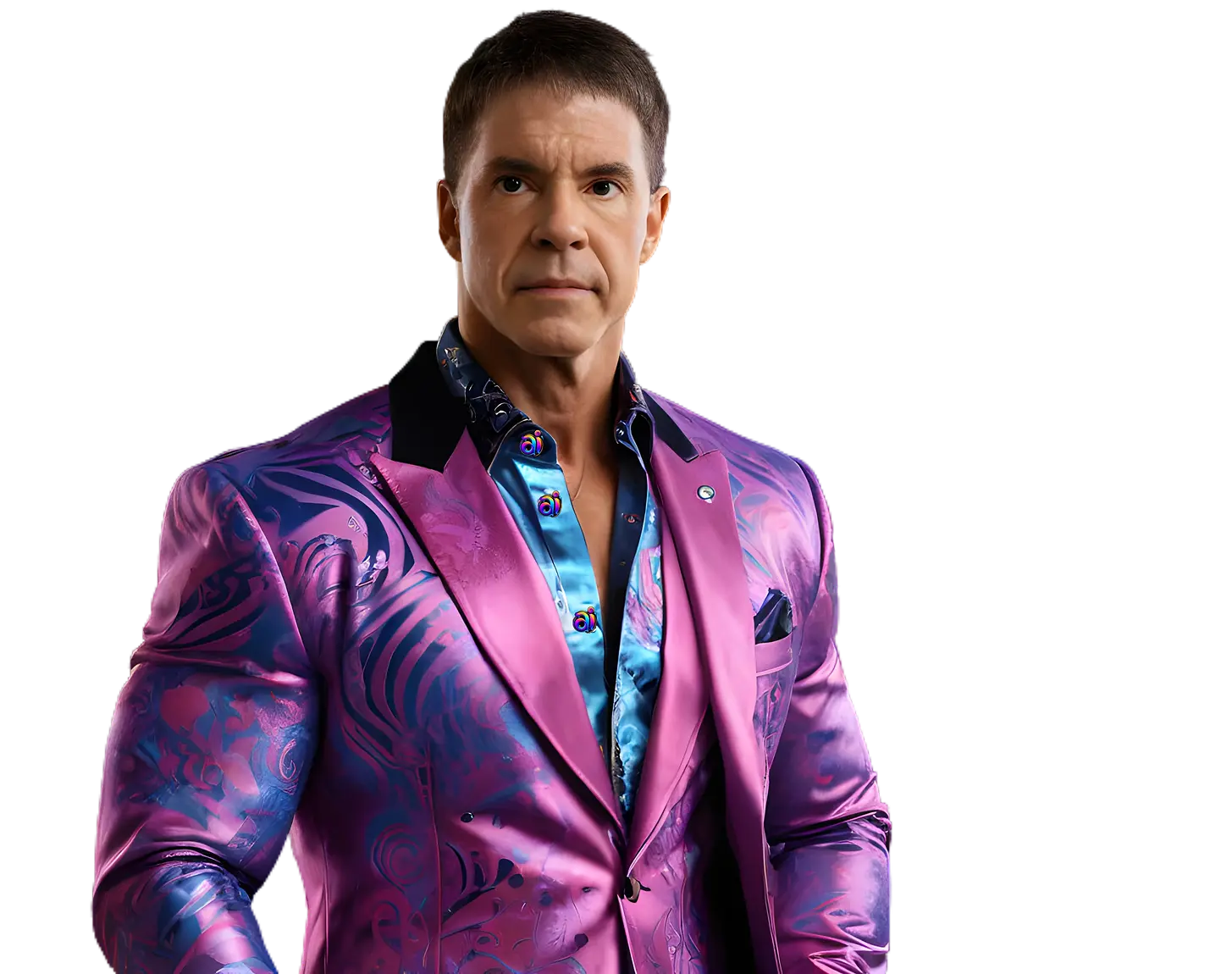 Ai Energy Ai UltraDopa Founder Jack Owoc in Purple Suit and clear background