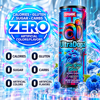 Ai UltraDopa™ Blue Rasp Blast | Sugar-Free Blue Raspberry Nootropic Energy Drink