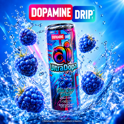 Ai UltraDopa™ Blue Rasp Blast | Sugar-Free Blue Raspberry Nootropic Energy Drink