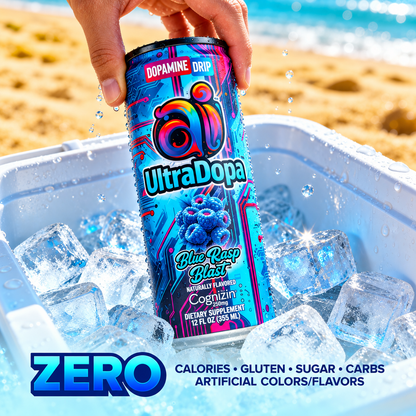 Ai UltraDopa™ Blue Rasp Blast | Sugar-Free Blue Raspberry Nootropic Energy Drink