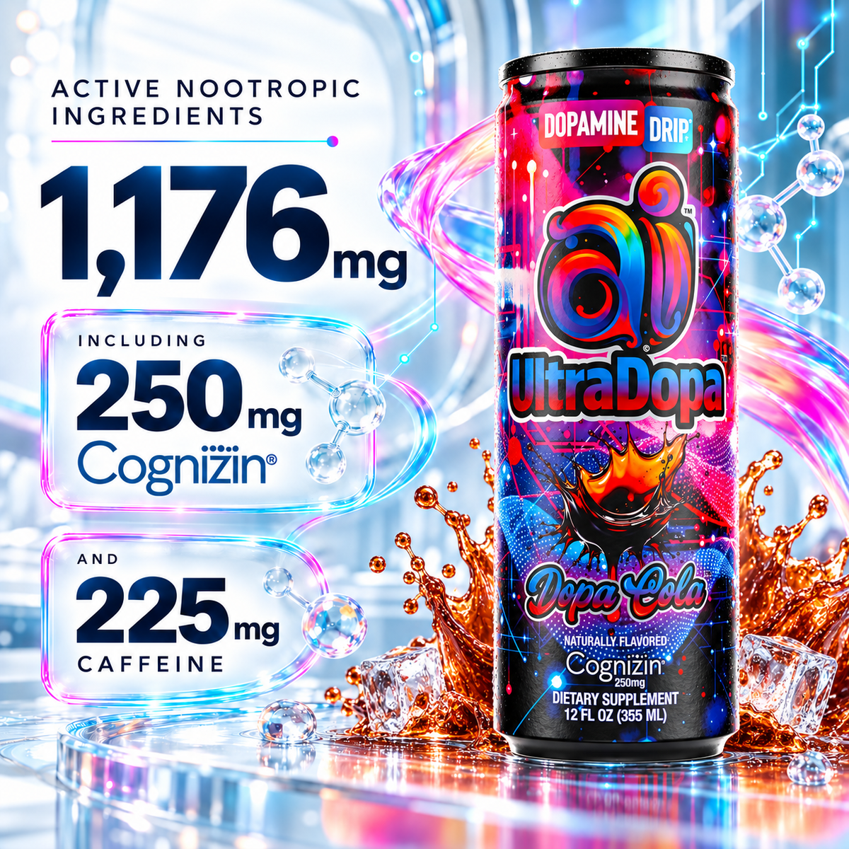 Ai UltraDopa™ Dopa Cola | Sugar-Free Nootropic Cola Energy Drink