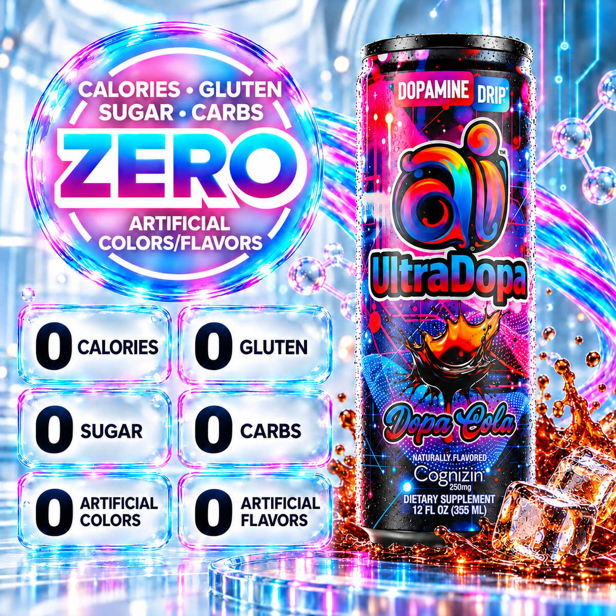 Ai UltraDopa™ Dopa Cola | Sugar-Free Nootropic Cola Energy Drink