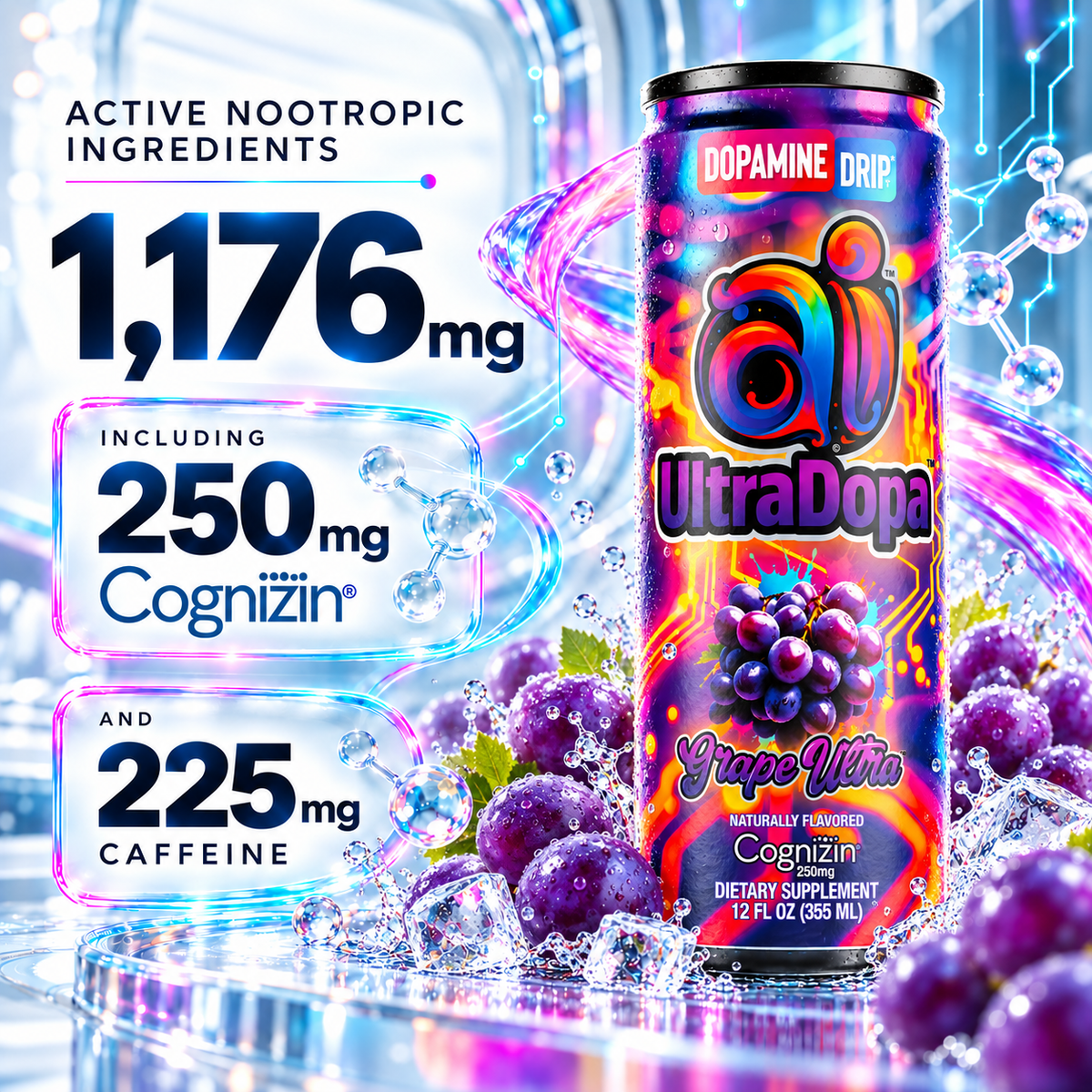 Ai UltraDopa™ Grape Ultra | Sugar-Free Grape Nootropic Energy Drink