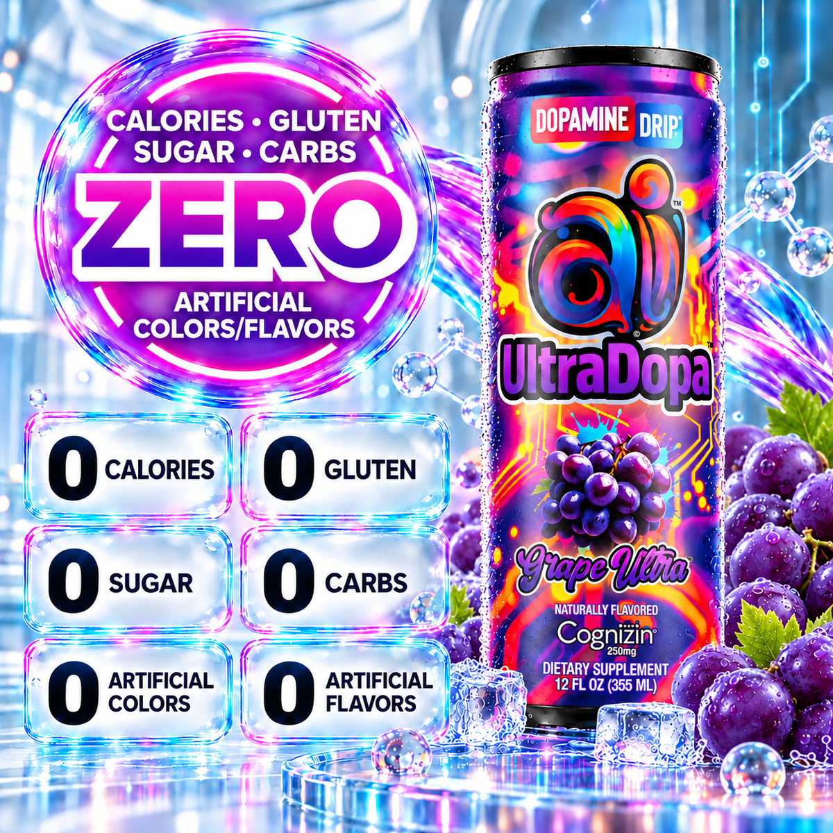 Ai UltraDopa™ Grape Ultra | Sugar-Free Grape Nootropic Energy Drink