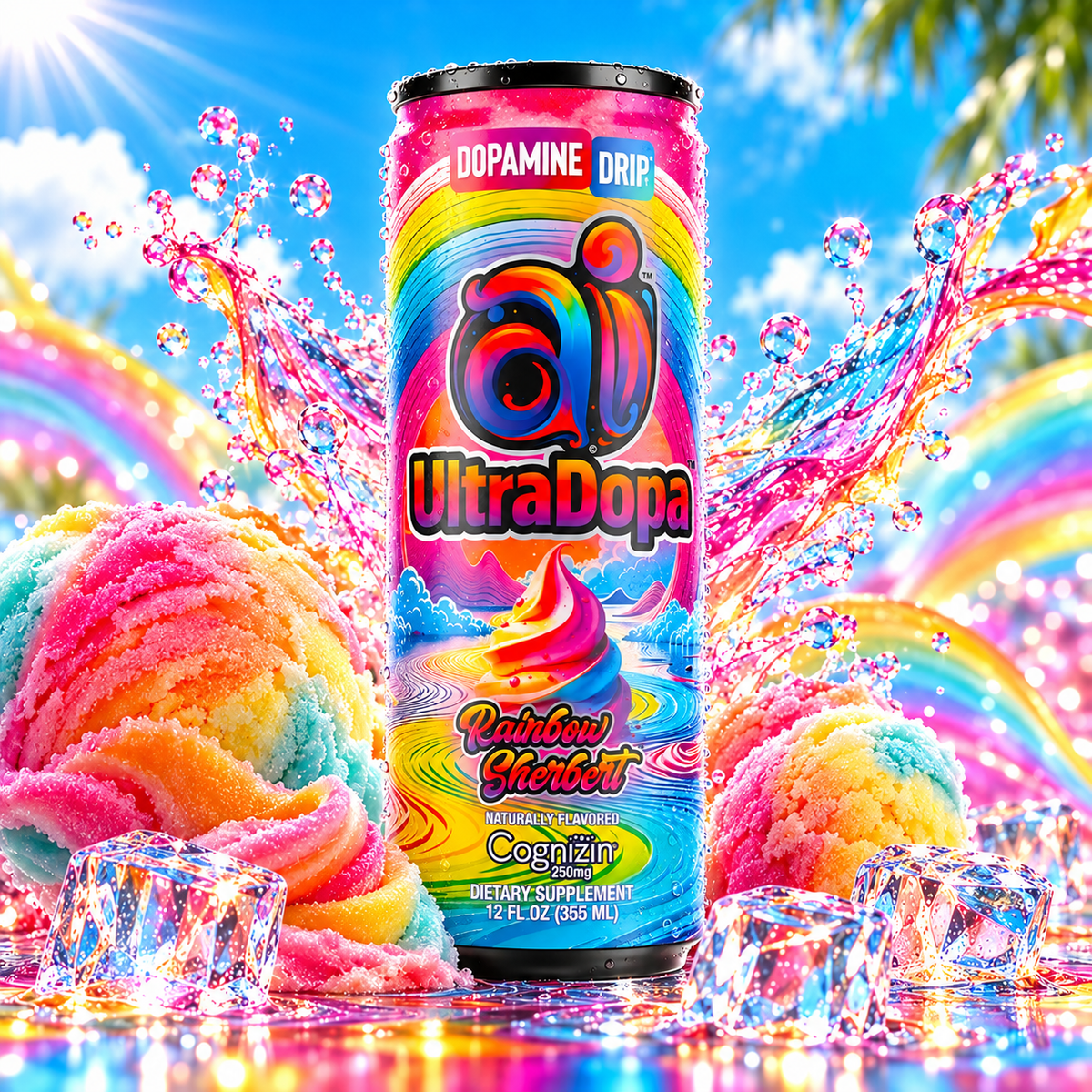 Ai UltraDopa™ Rainbow Sherbert | Sugar-Free Rainbow Sherbet Nootropic Energy Drink