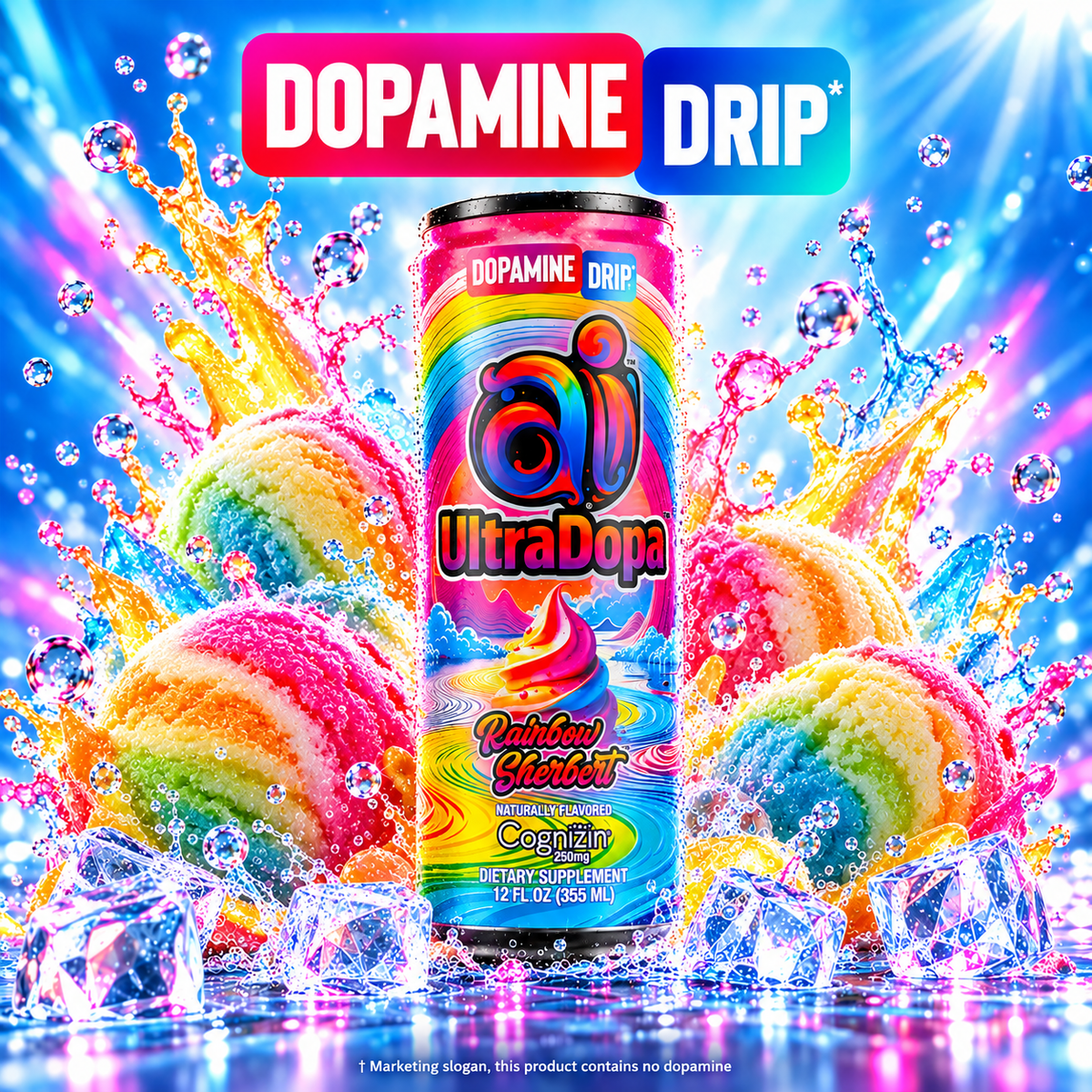 Ai UltraDopa™ Rainbow Sherbert | Sugar-Free Rainbow Sherbet Nootropic Energy Drink