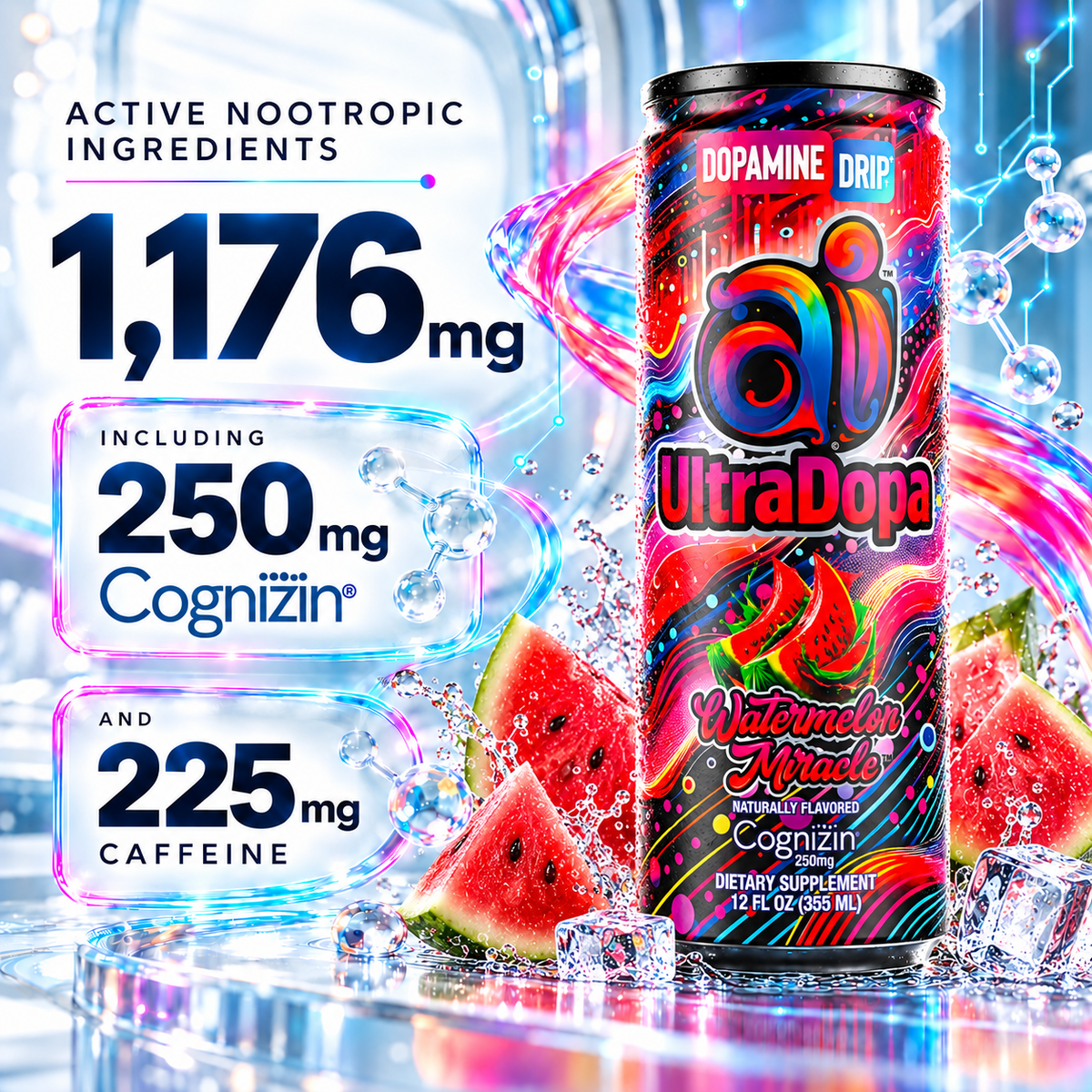 Ai UltraDopa™ Watermelon Miracle | Sugar-Free Watermelon Nootropic Energy Drink