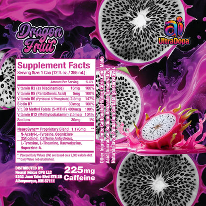 Ai UltraDopa™ Dragon Fruit | Sugar-Free Nootropic Energy Drink